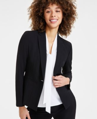 Women's Stretch Crepe One Button Blazer, Regular & Petite