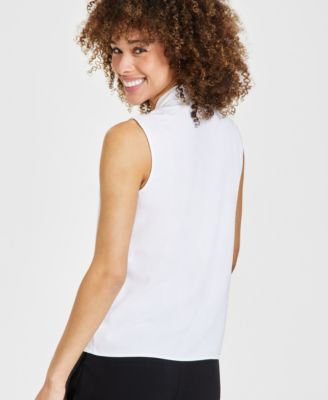 Women's Sleeveless Tie-Neck Top, Regular & Petite