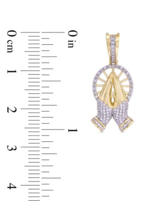 Men's Diamond Round & Baguette Praying Hands Pendant (1/6 ct. t.w.) in 10k Gold