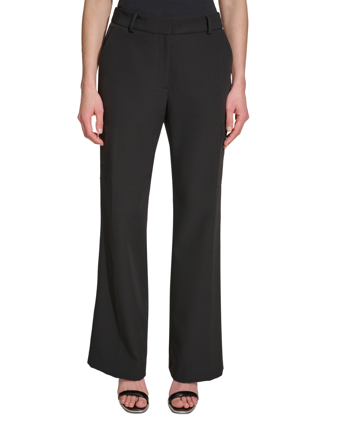 Women's Mid-Rise Fine Stretch Twill Cargo Pants - Black