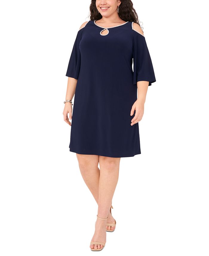 MSK Plus Size Embellished Cold-Shoulder Dress - Macy's