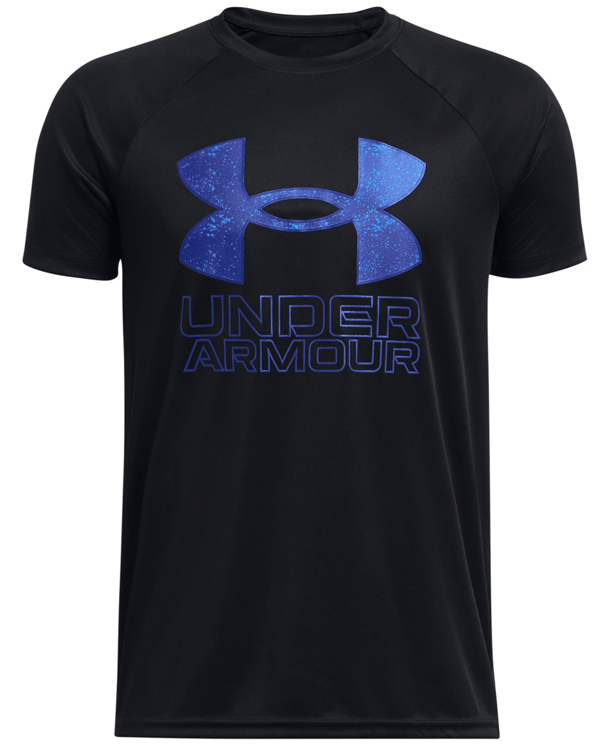Shop Under Armour Big Boys Tech Hybrid Print Fill Short Sleeve T-shirt In Black,royal