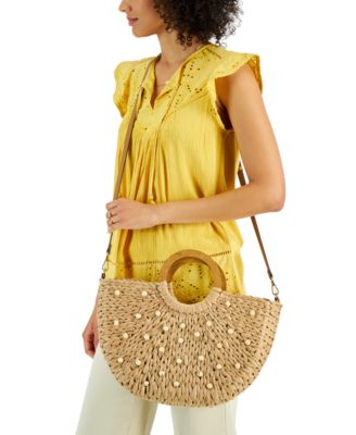 Straw Tote Crossbody, Exclusively at Macy's 