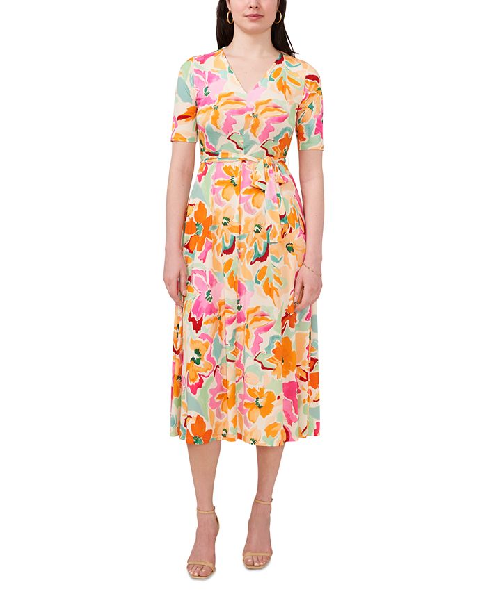 MACY BUSTIER BODY FLORAL PRINTED MIDI DRESS Mac Duggal Women's Sleeveless  Hand Beaded Floral Midi Dress - Macy's