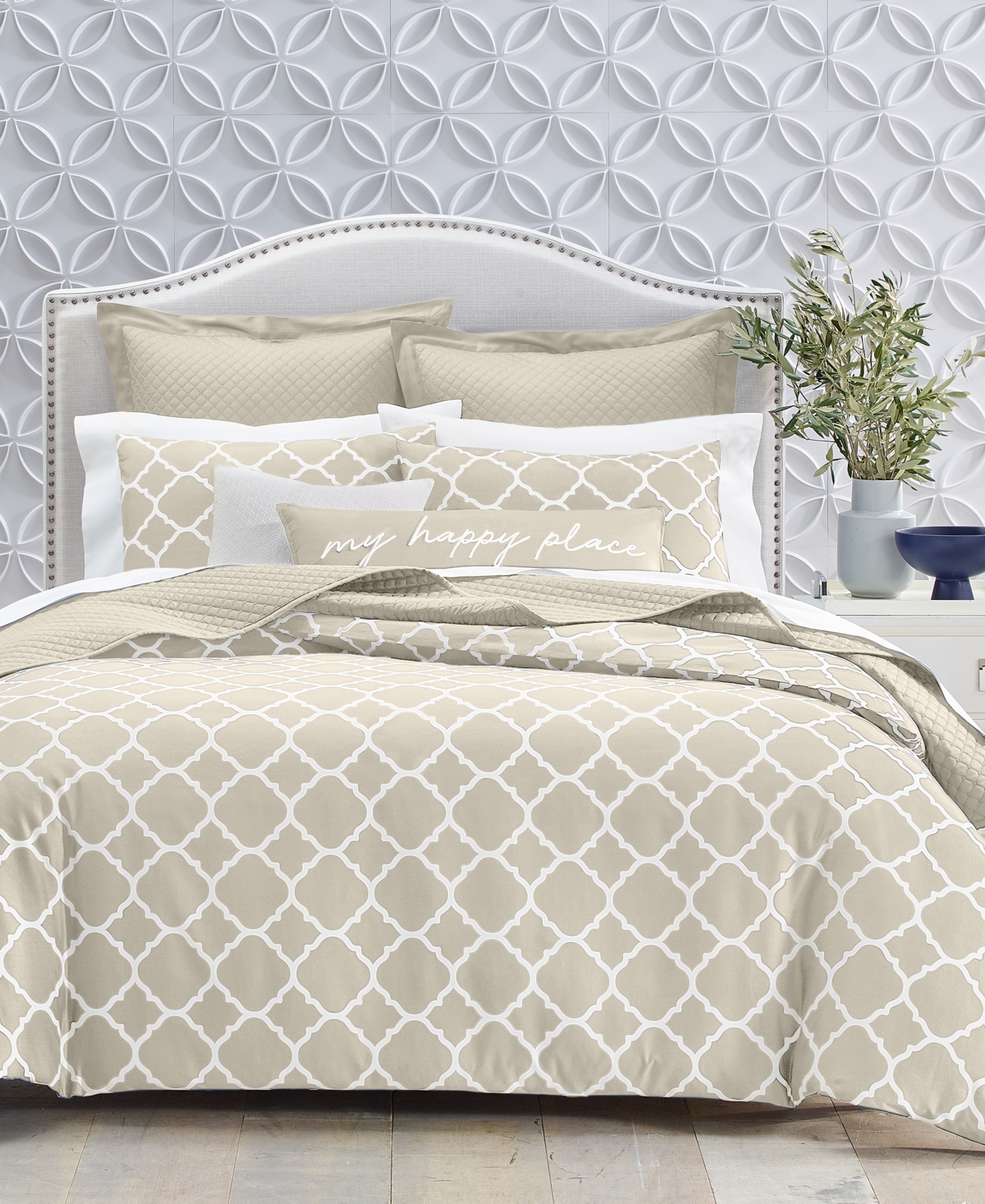 Charter Club Damask Designs Geometric Dove 3-Pc. Duvet Cover Set, King, Exclusively at Macy's