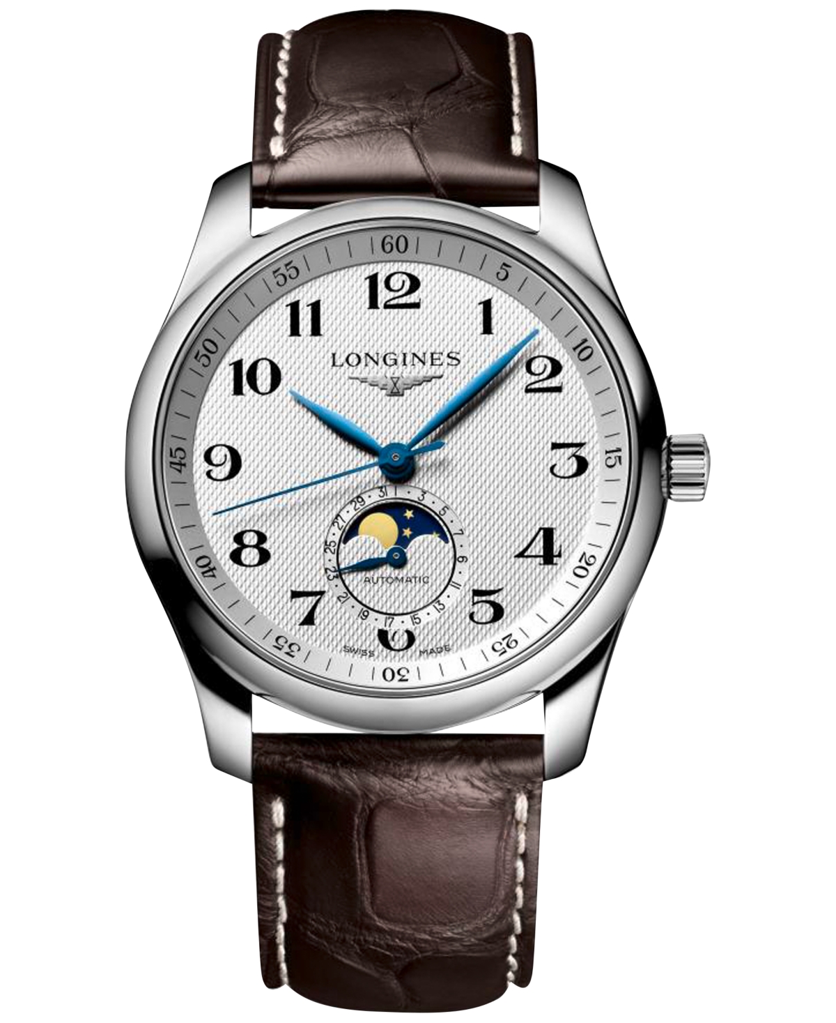 Shop Longines Men's Swiss Automatic Master Brown Leather Strap Watch 40mm In Silver