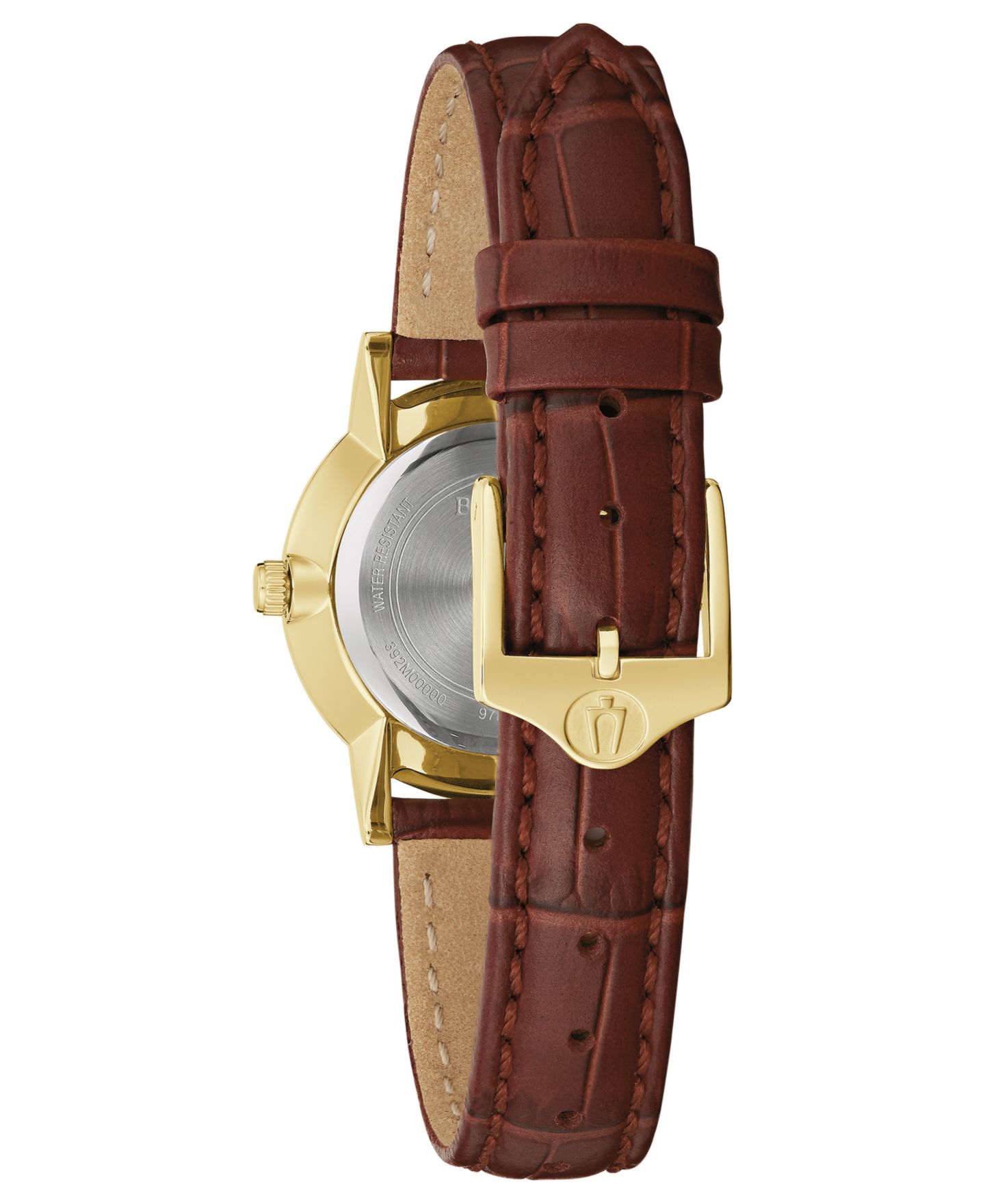 Женские часы Bulova Diamond Accent Brown Leather Strap Watch 27mm — фото 3