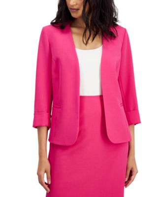 Kasper Petite Stretch-Crepe Collarless Open-Front Jacket - Macy's