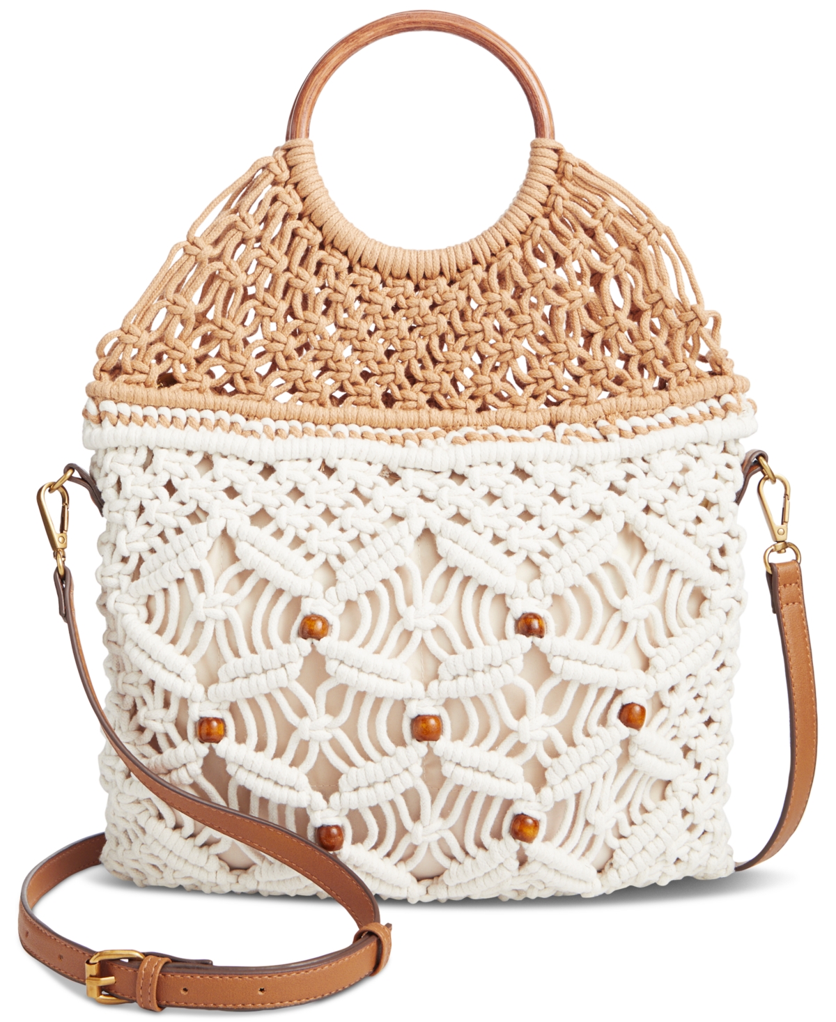 Crochet Ring Crossbody, Created for Macy's - Natural