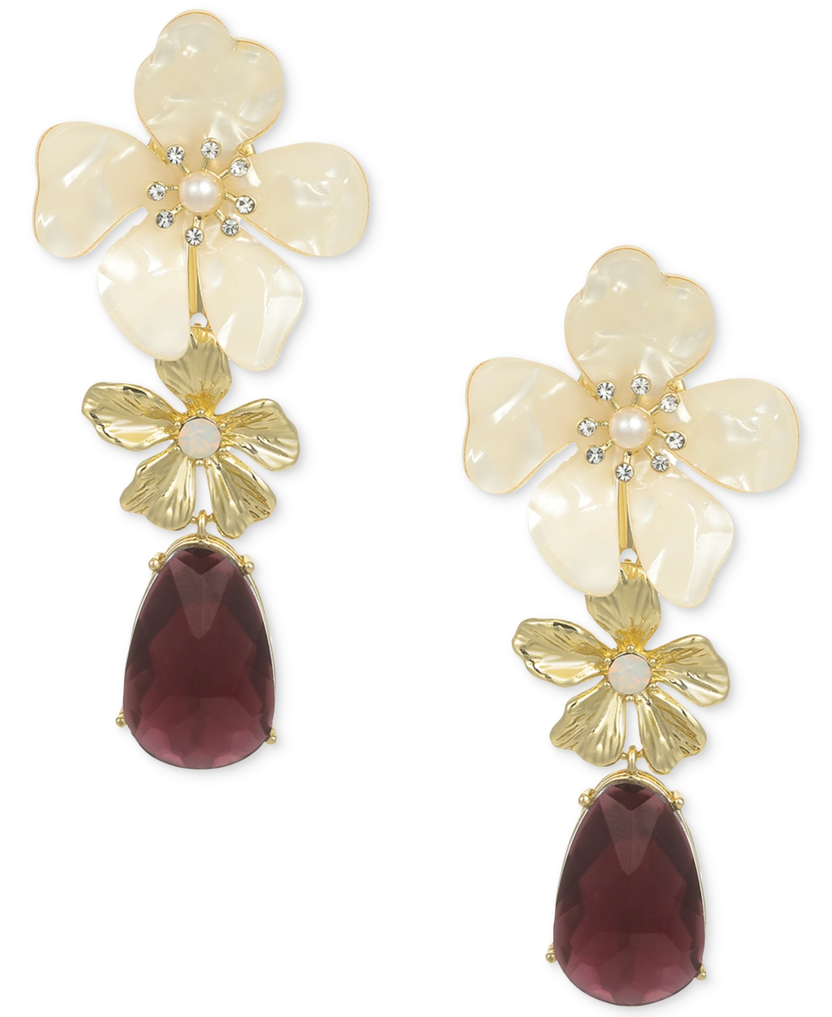Macy's Flower Show Floral Earrings, Created For  In Gold