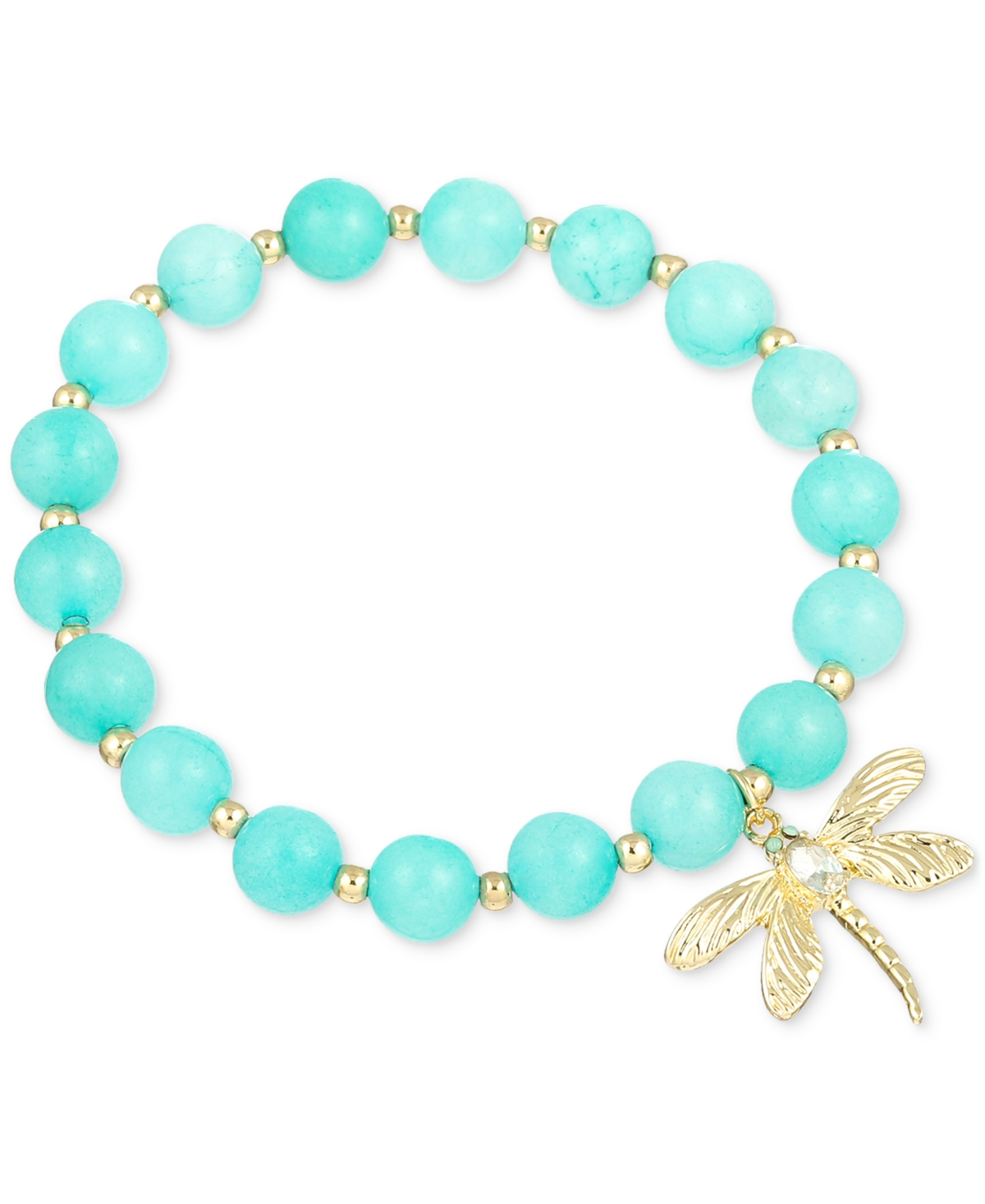 Shop Macy's Flower Show Beaded Stretch Dragonfly Charm Bracelet, Created For  In Blue
