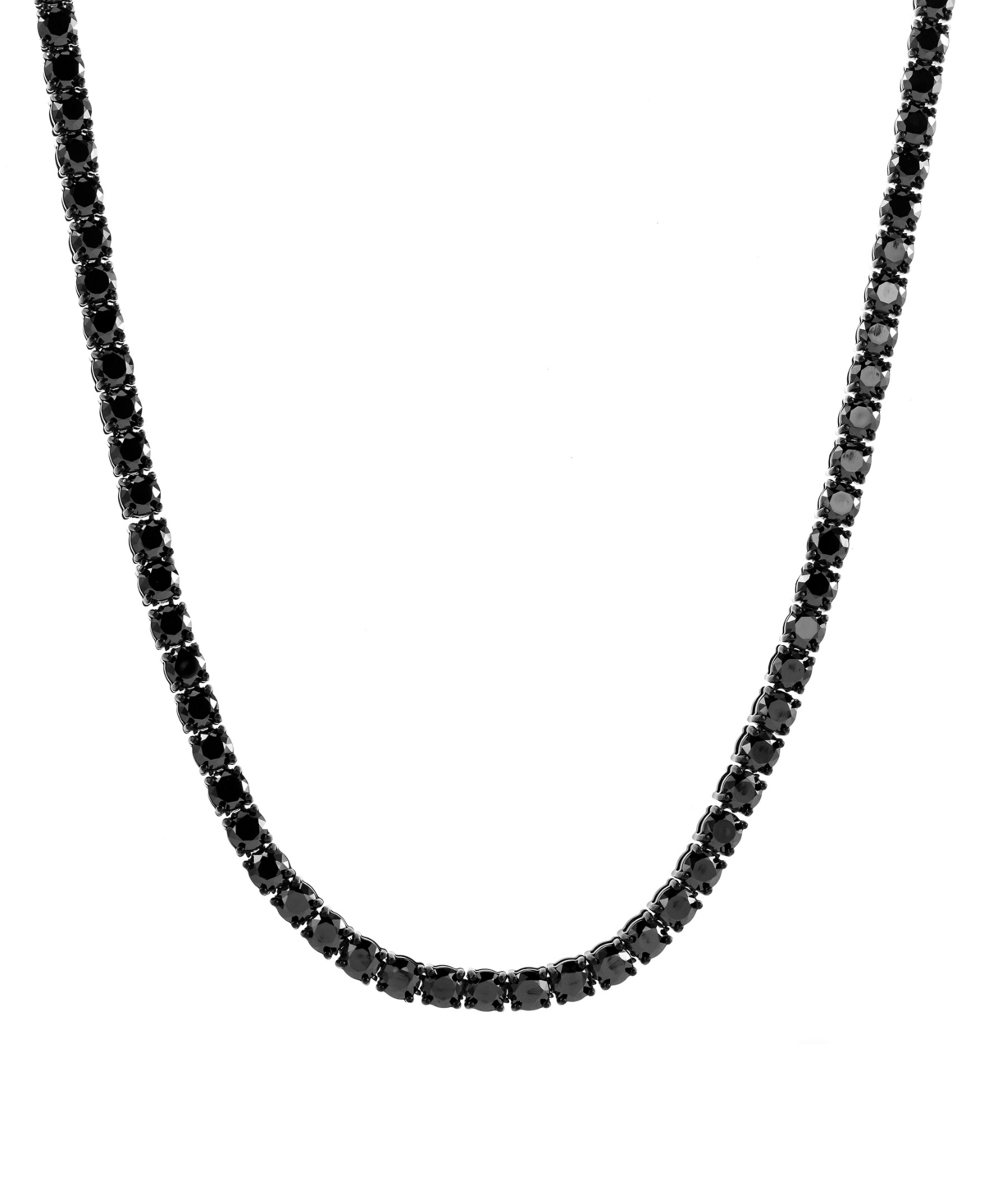 Men's Cubic Zirconia 20" Tennis Necklace in Black Ion-Plated Stainless Steel - Black