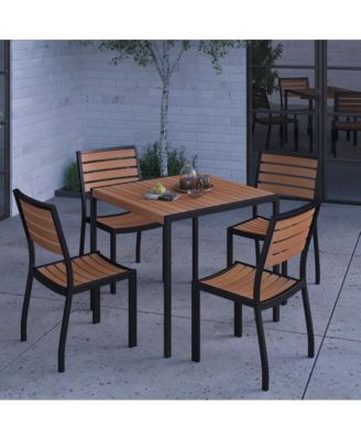 Kersey 5 Piece Patio Table And Chairs Set Faux Wood And Metal Indoor/Outdoor Table And Chairs With All-Weather Purpose