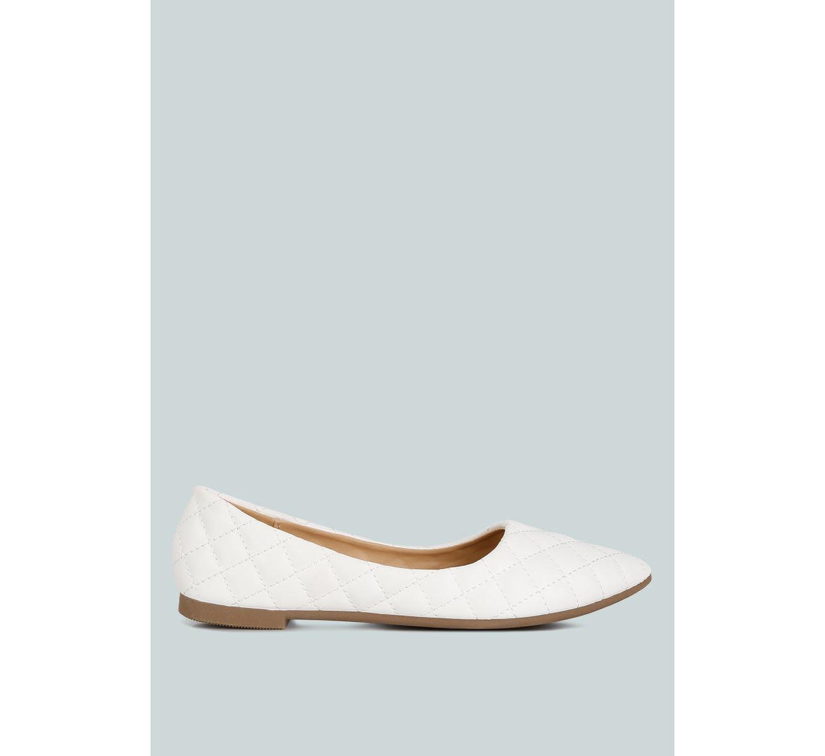 rikhani quilted detail ballet flats - White