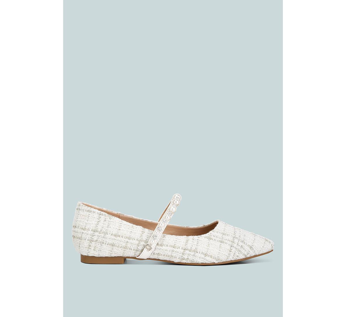 mowie tweed Mary jane ballet flats