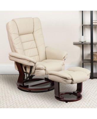 EMMA + OLIVER 2 Pc  LeatherSoft Multi-Position Recliner,   Mahogany Wood Frame  Recliner Set