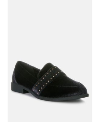 Womens Walkin Stud Detail Velvet Loafers