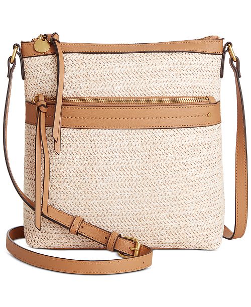 alfani Style & Co Straw North South Crossbody Bag Exclusively at Macy's Handbags Purses & Accessories