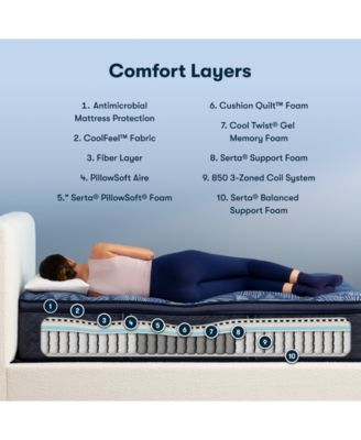 Perfect Sleeper Cobalt Calm 14" Medium Pillow Top Mattress Set, Queen Split