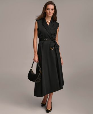 【Donna Karan New York】Sleeveless Belted Shirtdress Donna Karan New York Women's Belted Linen Shirt Dress - Macy's