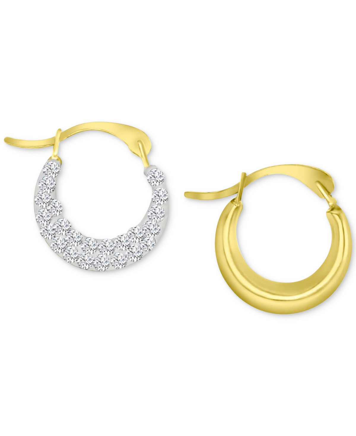 Shop Macy's Crystal Pave Extra Small Hoop Earrings In 10k Gold, 0.45"