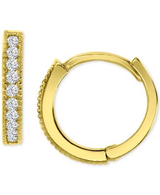 Macy's - Cubic Zirconia Extra Small Hoop Earrings in 14k Gold, 0.43"