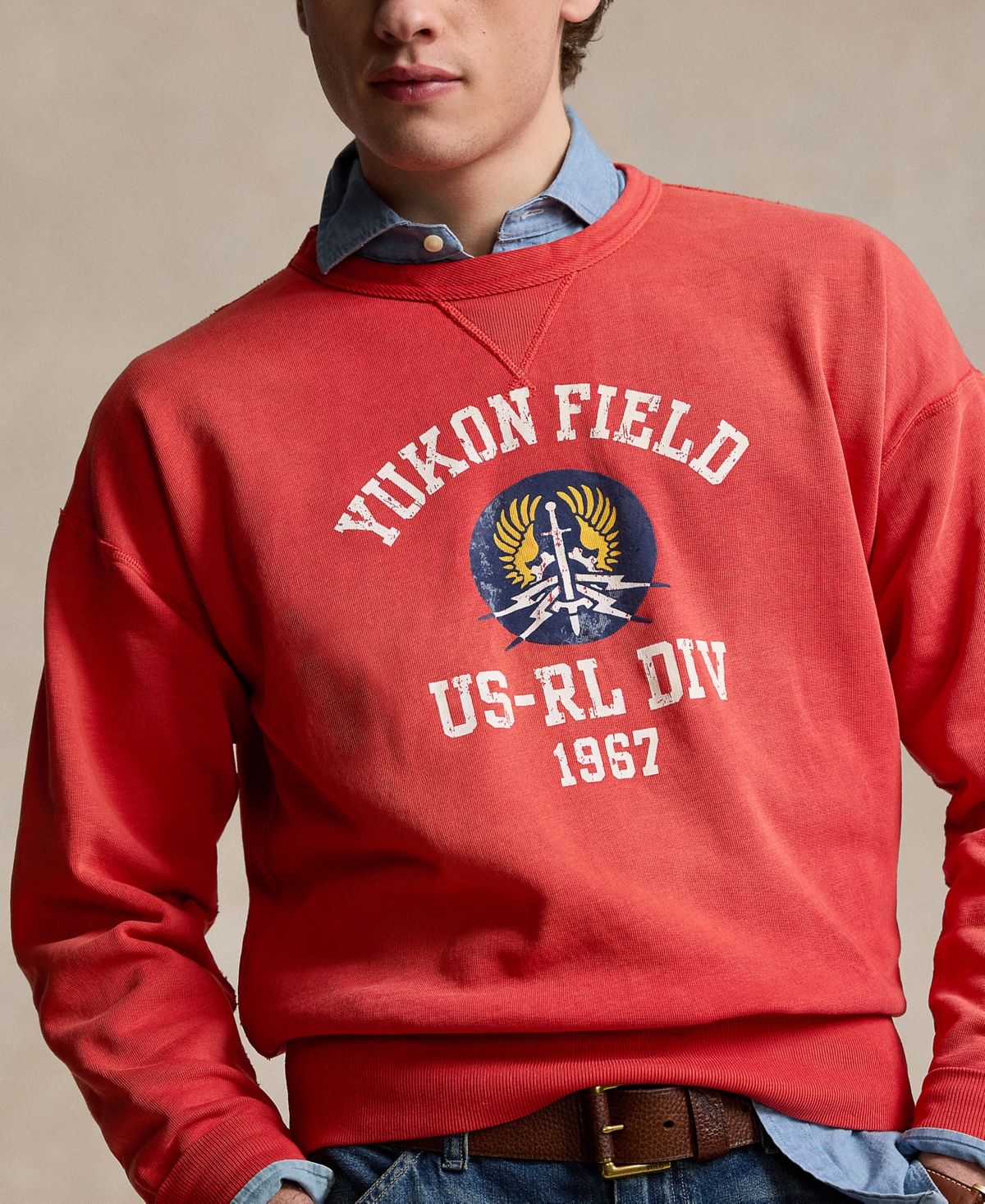 Shop Polo Ralph Lauren Men's Vintage-fit Fleece Graphic Sweatshirt In New Brick