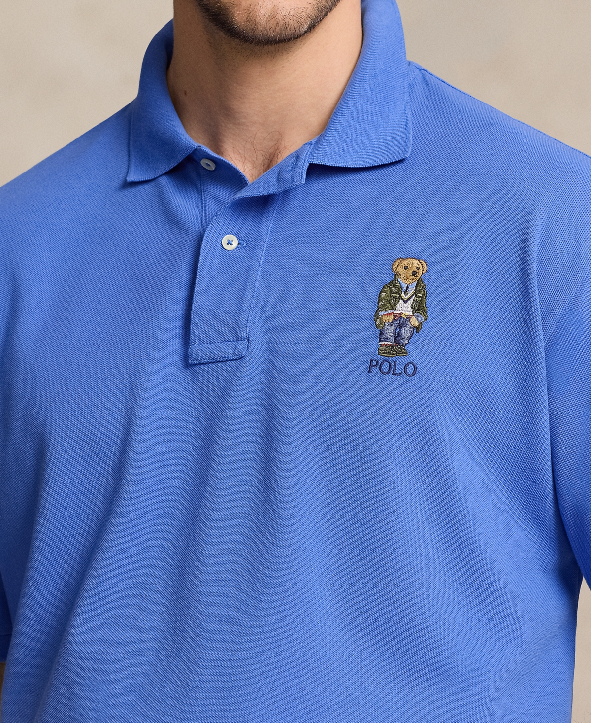 Shop Polo Ralph Lauren Men's Big & Tall Polo Bear Mesh Polo Shirt In Sp New Englnd Blue Hrtg Bear