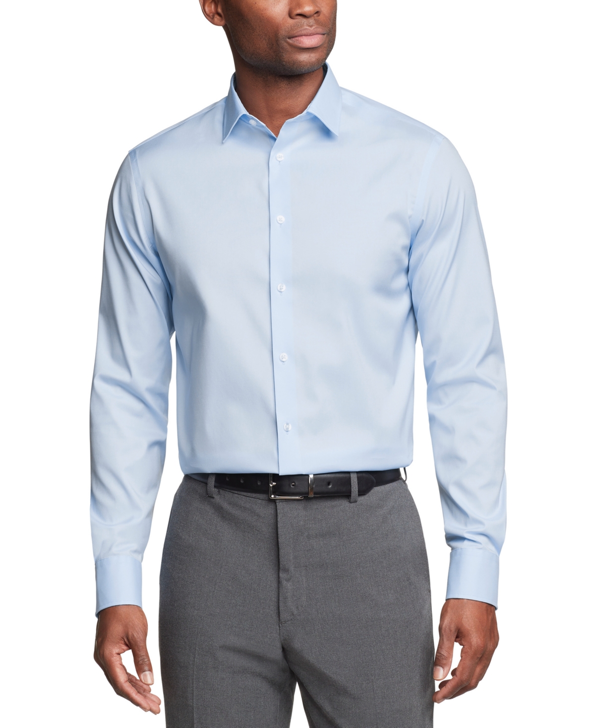 Shop Calvin Klein Men's Refined Cotton Stretch Regular Fit Dress Shirt In Blue