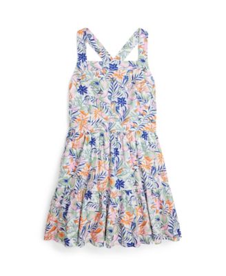 폴로 랄프로렌 Polo Ralph Lauren Big Girls Tropical-Print Linen-Cotton Dress,Sea Creature Tropical