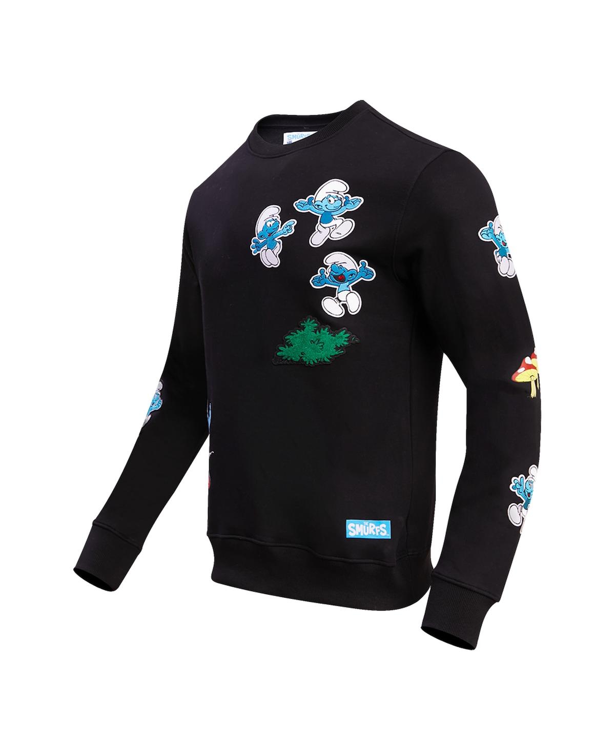 Shop Freeze Max Men's And Women's  Black The Smurfs Jumping Pullover Sweatshirt