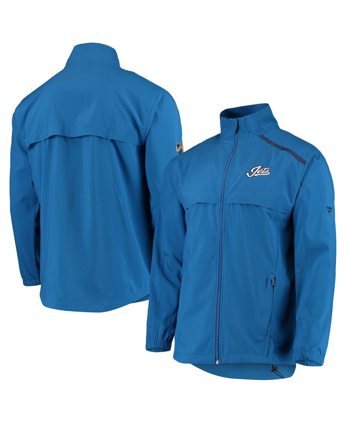 Shop Fanatics Men's  Blue Winnipeg Jets Alternate Logo Rinkside Mock Full-zip Jacket