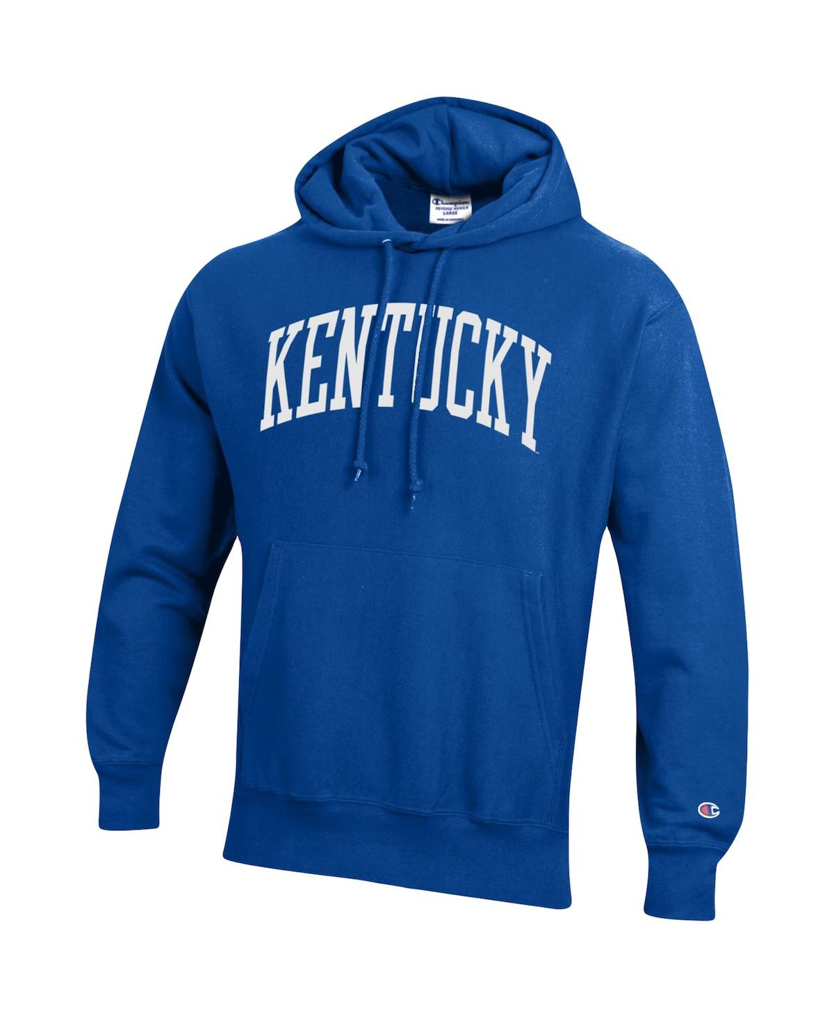 Shop Champion Men's  Royal Kentucky Wildcats Team Arch Reverse Weave Pullover Hoodie