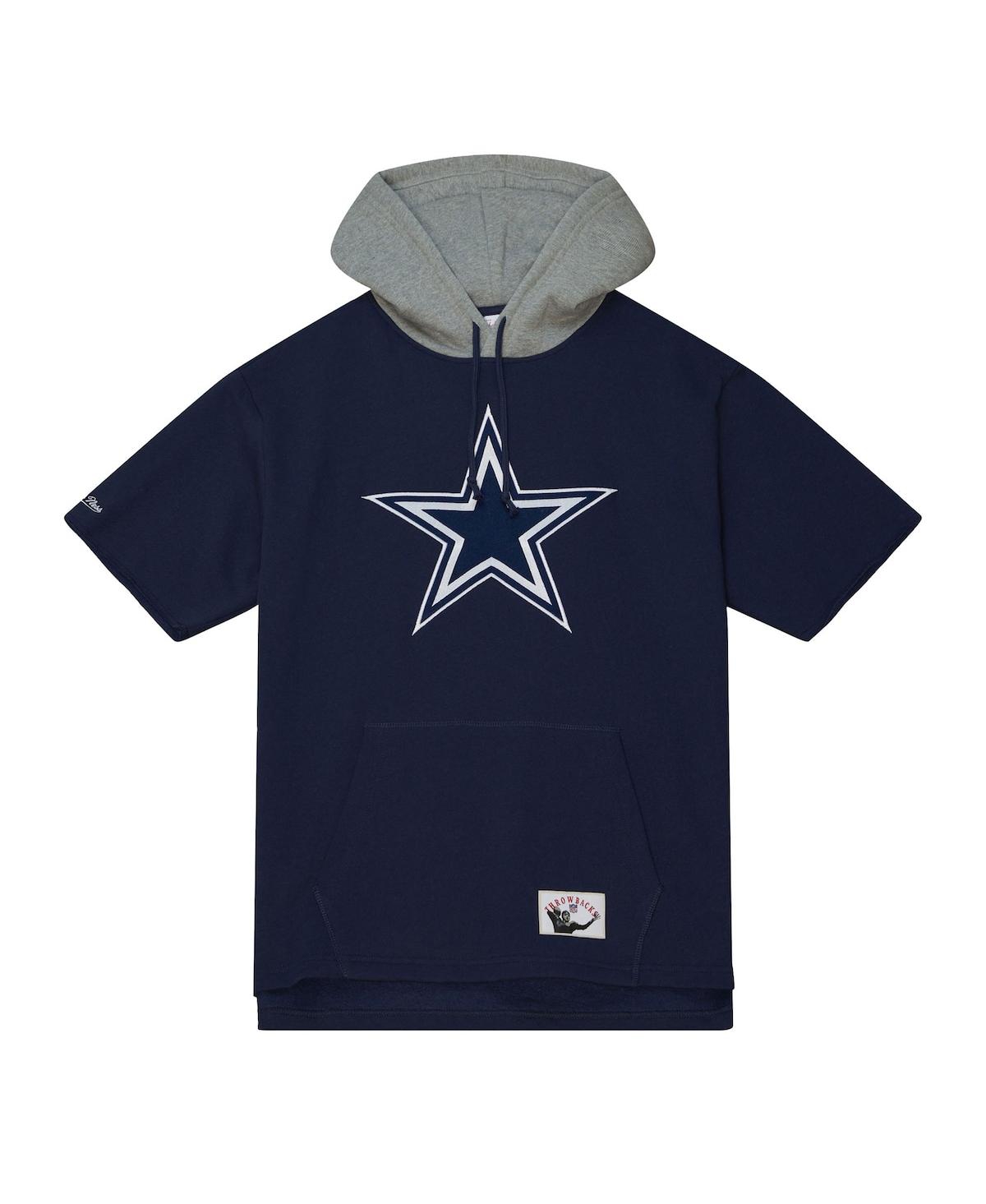 Shop Mitchell & Ness Men's  Navy Dallas Cowboys Postgame Short Sleeve Hoodie