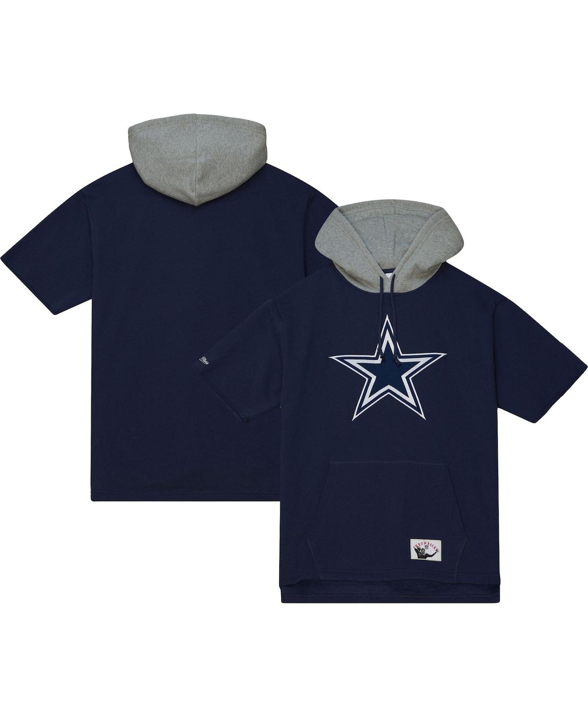 Shop Mitchell & Ness Men's  Navy Dallas Cowboys Postgame Short Sleeve Hoodie