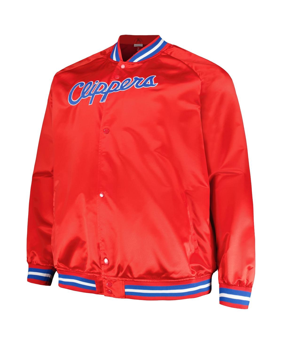 Shop Mitchell & Ness Men's  Red La Clippers Hardwood Classics Throwback Wordmark Raglan Full-snap Jacket