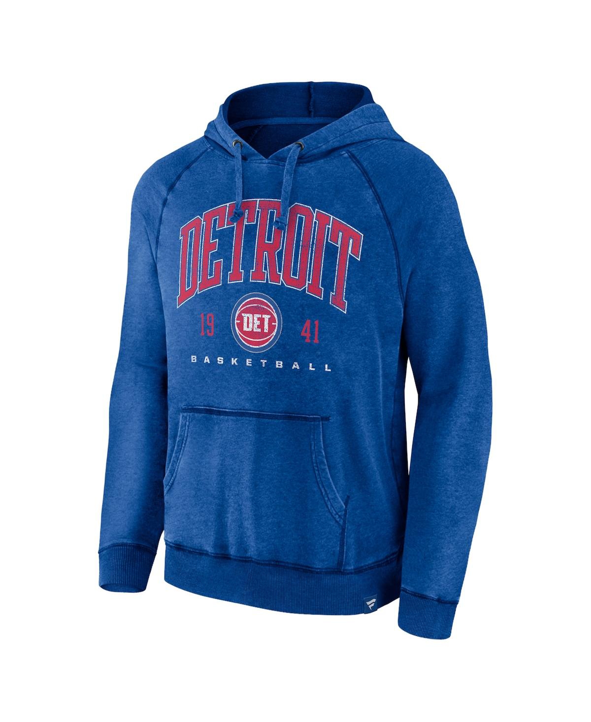 Men's FanaticsDistressed Detroit Pistons Foul Trouble Snow Wash Raglan Pullover Hoodie - Heather Blue