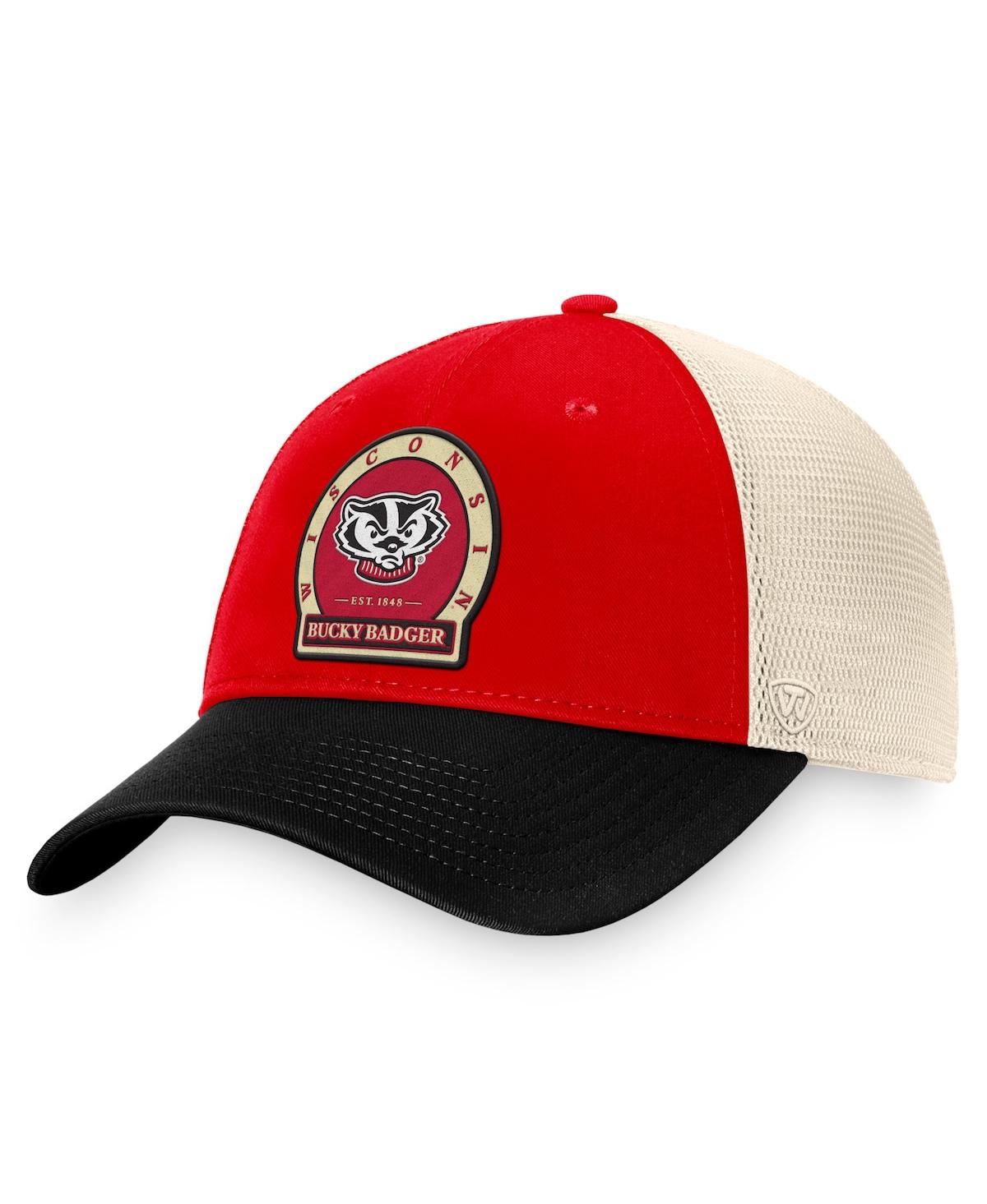 Shop Top Of The World Men's  Red Wisconsin Badgers Refined Trucker Adjustable Hat