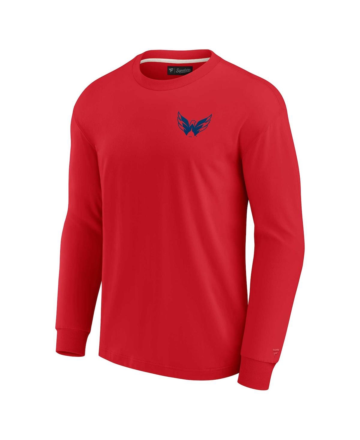 Shop Fanatics Signature Men's And Women's  Red Washington Capitals Super Soft Long Sleeve T-shirt