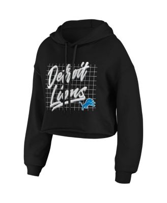Women's Black Detroit Lions Domestic Cropped Pullover Hoodie