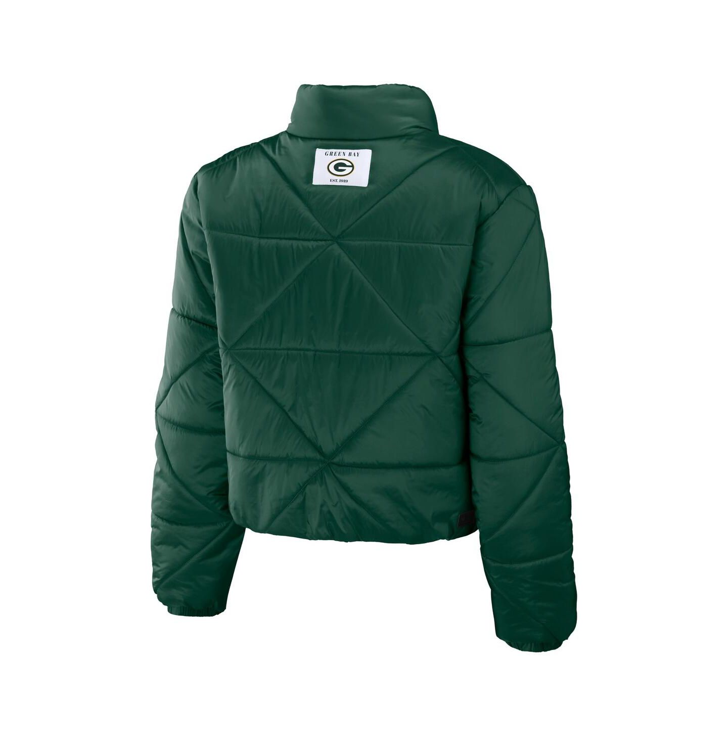 Женская куртка WEAR by Erin Andrews Green Green Bay Packers Cropped Puffer Full-Zip — фото 3