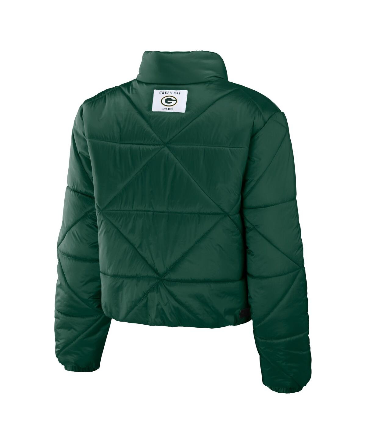 Women's Wear by Erin AndrewsGreen Bay Packers Cropped Puffer Full-Zip Jacket - Green