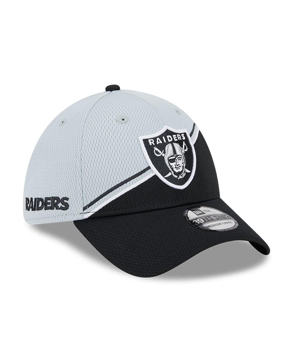 New Era Men's  Gray, Black Las Vegas Raiders 2023 Sideline 39thirty Flex Hat In Gray,black