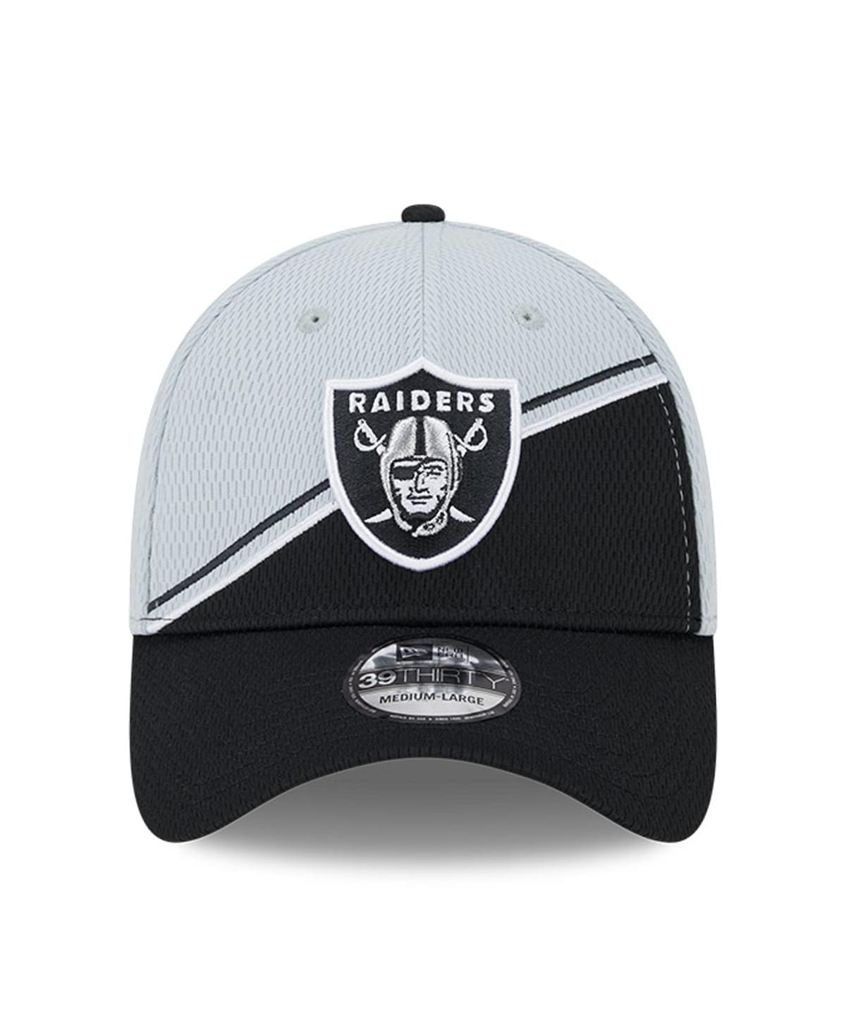 New Era Men's  Gray, Black Las Vegas Raiders 2023 Sideline 39thirty Flex Hat In Gray,black