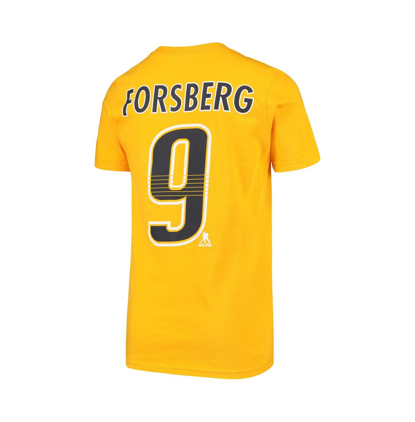 Футболка Outerstuff Youth Filip Forsberg Gold Nashville Predators Player Name and Number для девочек — фото 3