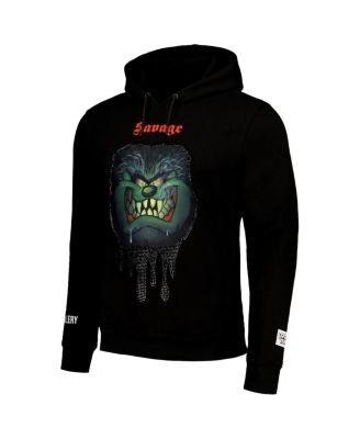 Men's and Women's Black Looney Tunes Taz Savage Horror Pullover Hoodie
