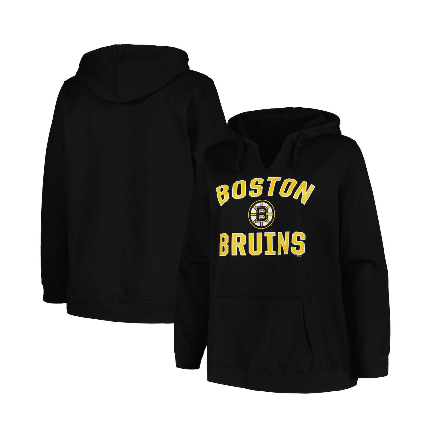 Женское худи Profile Black Boston Bruins Plus Size Arch Over Logo Pullover — фото 1