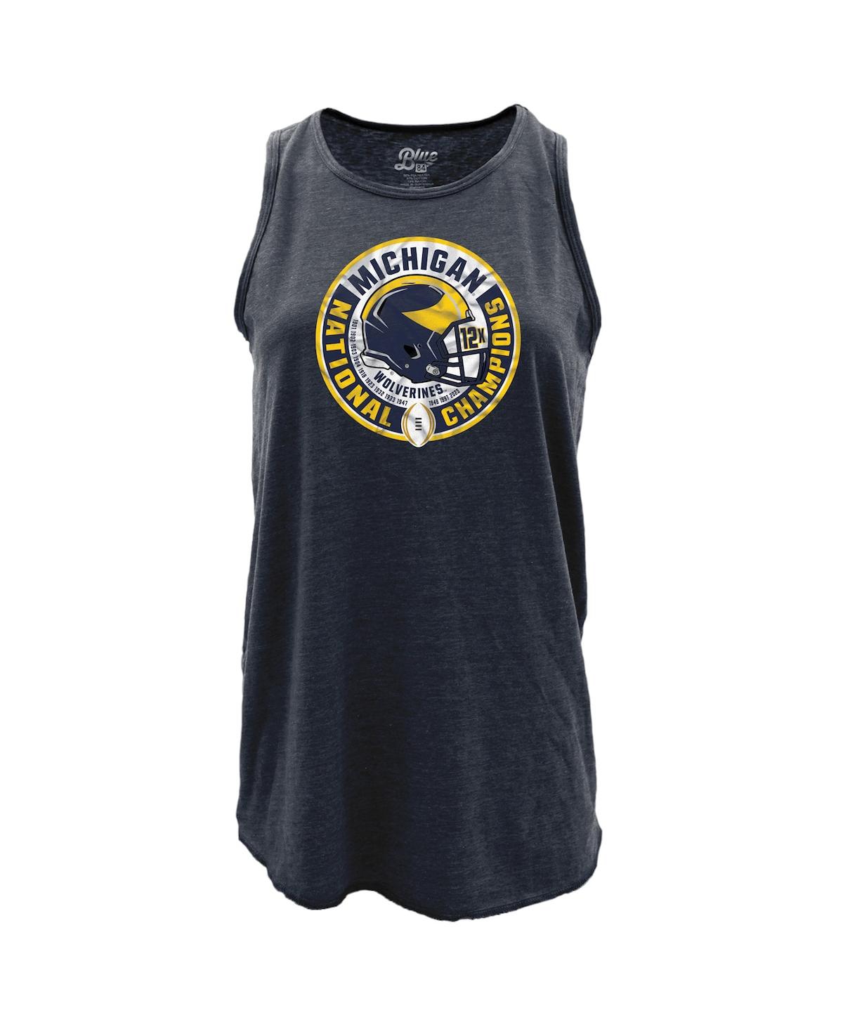Women's Blue 84 Navy Michigan Wolverines College Football Playoff 2023 National Champions Slow Decent Racer Back Tri-Blend Tank Top - Navy