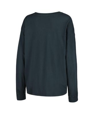 Women's Black Distressed Led Zeppelin Portrait Merch Long Sleeve T-shirt