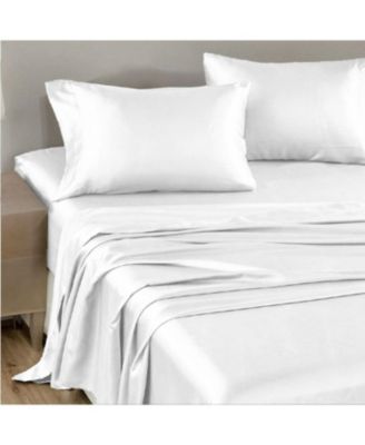 NIGHT Satin Washable Flat Sheet, White, King